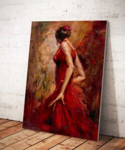Wall Art Painting Dancing Girl in Red Dress