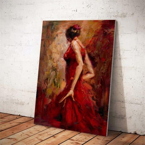 Wall Art Painting Dancing Girl in Red Dress