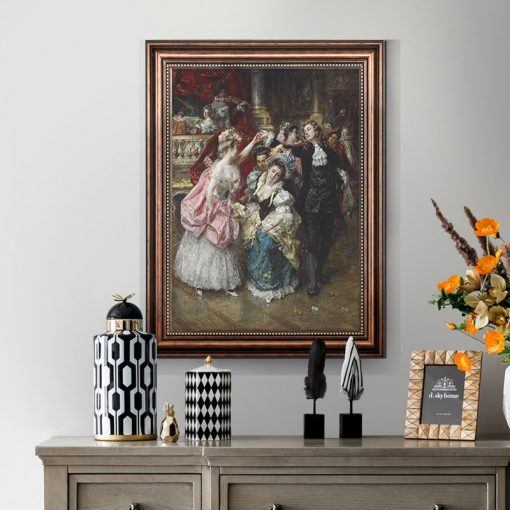 Vintage European Party Palace Portrait Canvas Painting Posters and Prints Cuadros Wall Art Picture for Living Room Home Decor