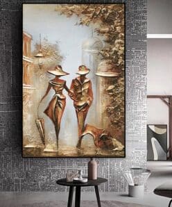 Romantic Couple in Love Interesting Painting Printed on Canvas