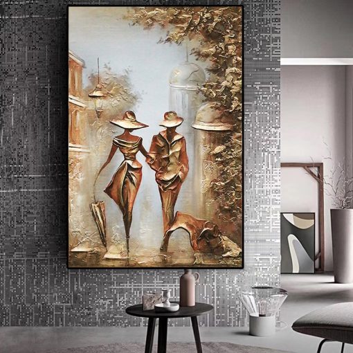 Romantic Couple in Love Interesting Painting Printed on Canvas