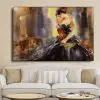 Beautiful Oil Painting Woman With Violin Printed on Canvas