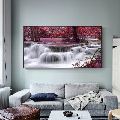 HD Prints Canvas Posters Home Decor Landscape Natural Waterfall Paintings Wall Art Scenery Picture Waterfall Modular Living Room