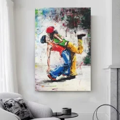 Hip Hop Lovers Abstract Canvas Painting Printed on Canvas - Image 3