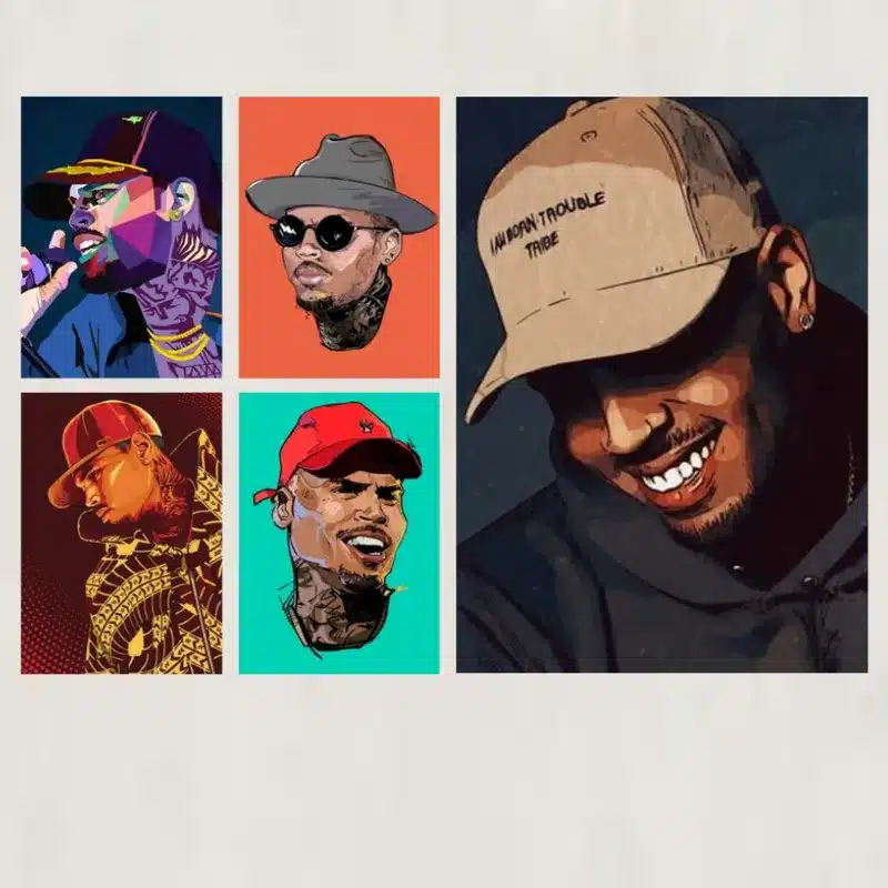 Hip Hop Rapper Music Star Chris Brown Printed on Canvas
