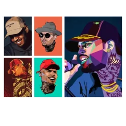 Hip Hop Rapper Music Star Chris Brown Printed on Canvas