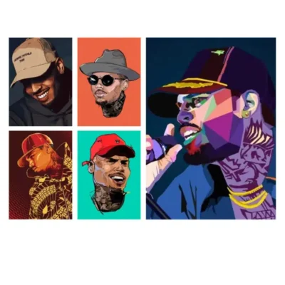 Hip Hop Rapper Music Star Chris Brown Printed on Canvas