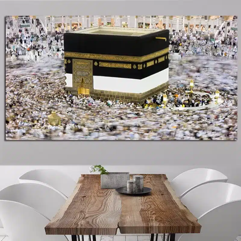 Islamic People in Mecca Around The Mosque painting Printed on Canvas