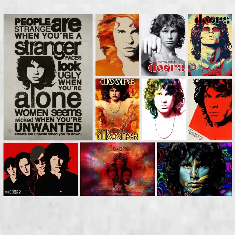 Jim Morrison & The Doors Rock Band Wall Art Poster Printed on Canvas