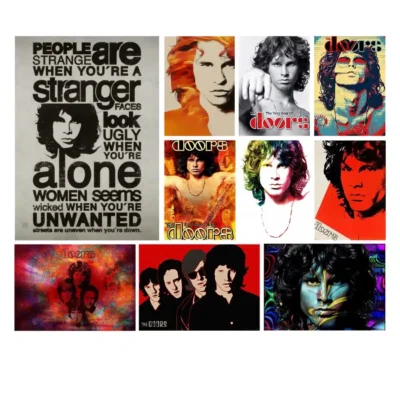 Jim Morrison & The Doors Rock Band Wall Art Poster Printed on Canvas