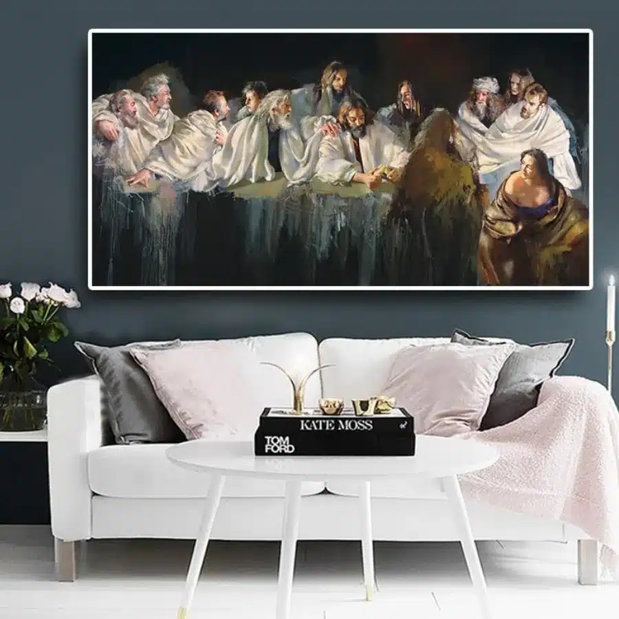 Last Supper by Robert Lenkiewicz Abstract Painting Printed on Canvas