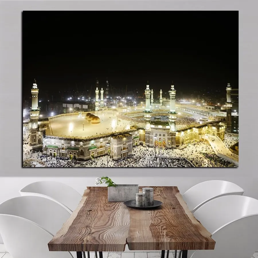 Masjid al-Haram in Mecca the World’s Largest Mosque Printed on Canvas