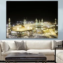 Masjid al-Haram in Mecca the World’s Largest Mosque Printed on Canvas
