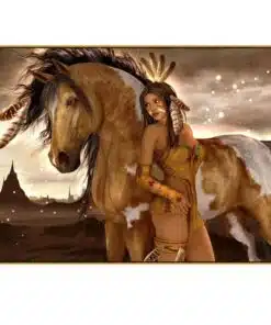Native Indian Girl With Horse 1