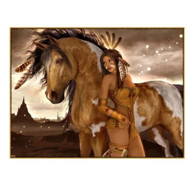 Native Indian Girl With Horse