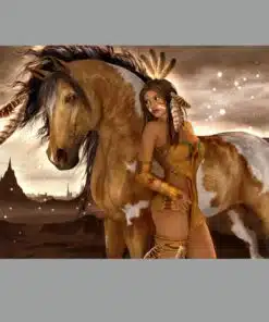Native Indian Girl With Horse 2