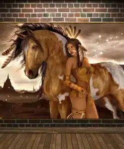 Native Indian Girl With Horse