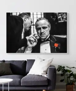 Black And White Movie Photo From the Movie Godfather Printed on Canvas