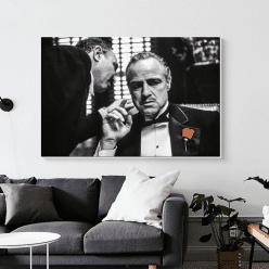 Black And White Movie Photo From the Movie Godfather Printed on Canvas