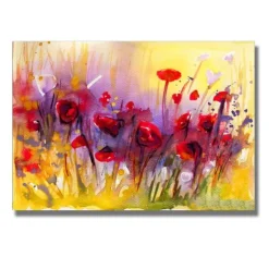 Poppy Flowers Abstract Watercolor Painting Printed on Canvas