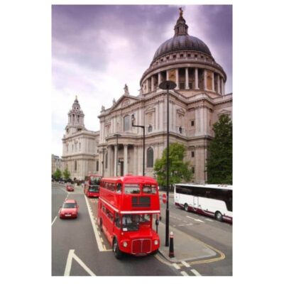 Red Telephone Box and Red Double-Decker Bus in London Printed on Canvas - Image 3