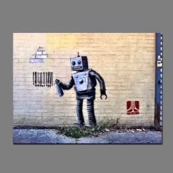 Robot and Barcode Abstract Street Graffiti from Banksy