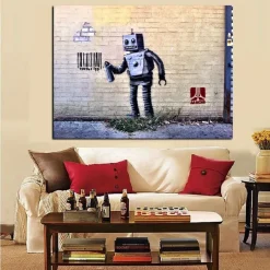 Robot and Barcode Abstract Street Graffiti from Banksy