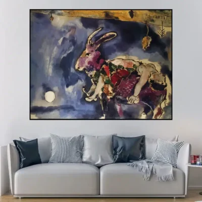 The Dream (The Rabbit) by Marc Chagall Printed on Canvas