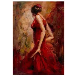 Wall Art Painting Dancing Girl in Red Dress