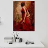 Wall Art Painting Dancing Girl in Red Dress Printed on Canvas