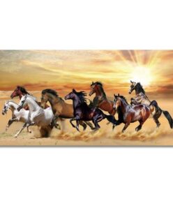 Wild Horses Running at Sunset Day