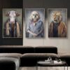 Animals in Human Clothes Paintings on the Wall Printed on Canvas