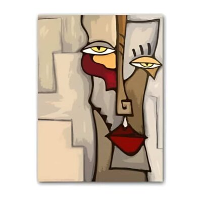 Figures Abstract Poster Blending In Face Wall Art Painting Printed on Canvas - Image 4