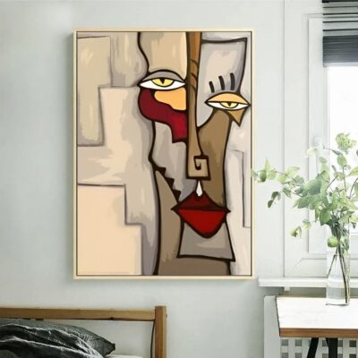 Figures Abstract Poster Blending In Face Wall Art Painting Printed on Canvas