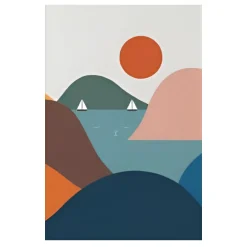 Mountain Landscape and Cat Theme Arts Posters Printed on Canvas - Image 3