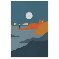 Mountain Landscape and Cat Theme Arts Posters Printed on Canvas - Image 7