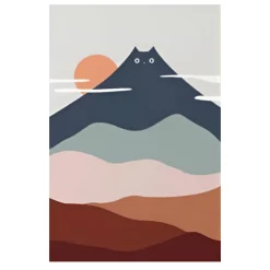 Mountain Landscape and Cat Theme Arts Posters Printed on Canvas - Image 9