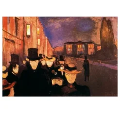 Evening on Karl Johan Street Painting by Edvard Munch 1892
