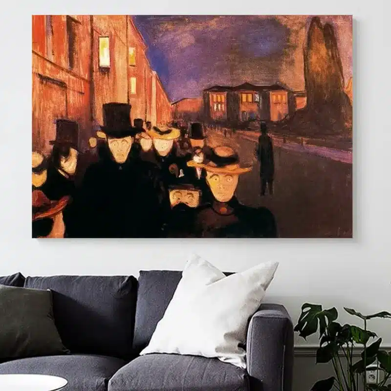 Evening on Karl Johan Street Painting by Edvard Munch Painting on Canvas