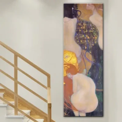 Goldfish Oil Painting by Gustav Klimt Printed on Canvas
