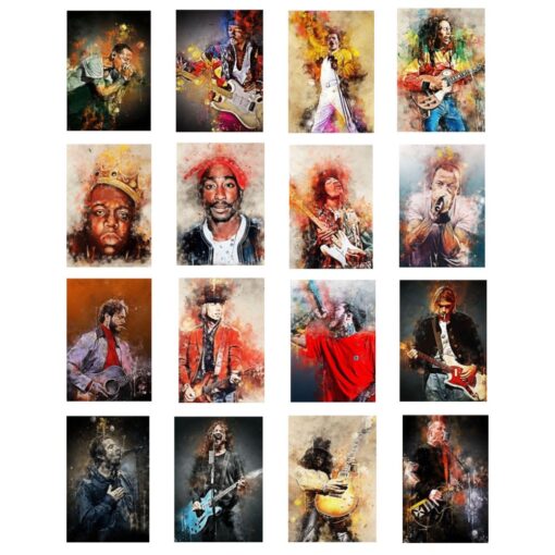 Great Looking Rock Roll Artists and Singers Graffiti Printed on Canvas