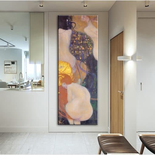Gustav Klimt Goldfish Oil Paintings on Canvas Famous Posters and Prints Cuadros Wall Art Picture for Living Room Home Decoration