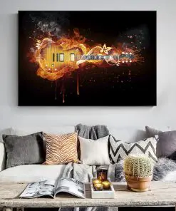 Modern Art Electric Guitar Abstract Oil Painting Printed on Canvas