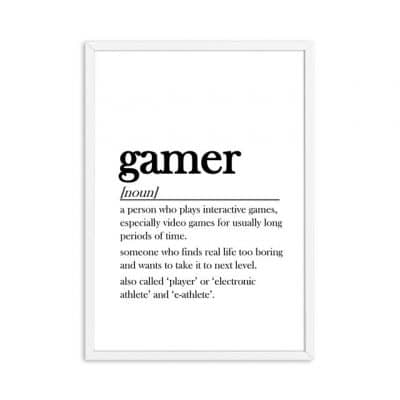 Unique and Funny Quotes "Gamer" , Picture Printed on Canvas