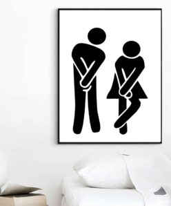 Modern Wall Art of Funny Boy and Girl WC Sign Printed on Canvas