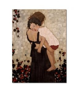 Xi Pan "Mother and Child" Painting, Fine Art Printed on Canvas