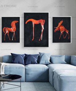 Abstract Canvas Painting Horse Art Black Orange Poster Fashion Wall Art Prints Posters Pictures for Living Room Art Canvas Decor