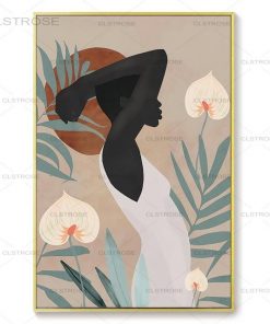 African Women in Shades of Foliage, Abstract Art Painting Printed on canvas
