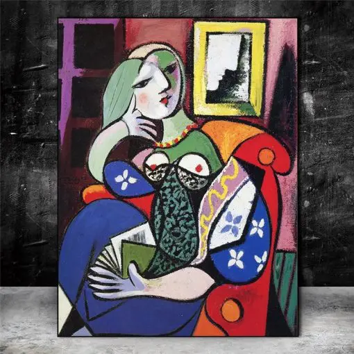 Woman With Book by Pablo Picasso Famous Painting Printed on Canvas