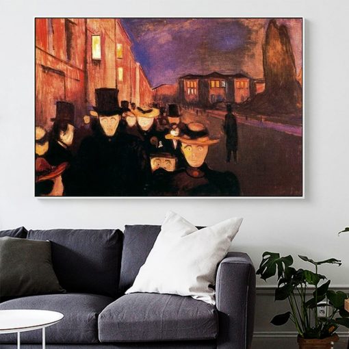 Edvard Munch Carl John Street At Night Abstract Oil Painting on Canvas Posters and Prints Wall Art Picture for Living Room decor